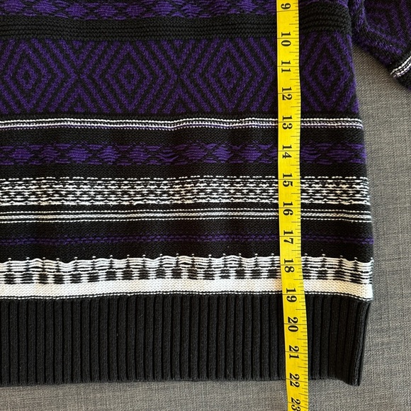 Chaps | Black, Purple & White Striped Mock Neck Sweater | Size L - Picture 9 of 9